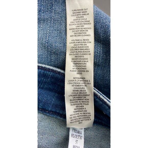 Chicos Platinum Jegging 0.5 Size 6 Gold Leaf Sequin Embellished Stretch Denim - Picture 5 of 12